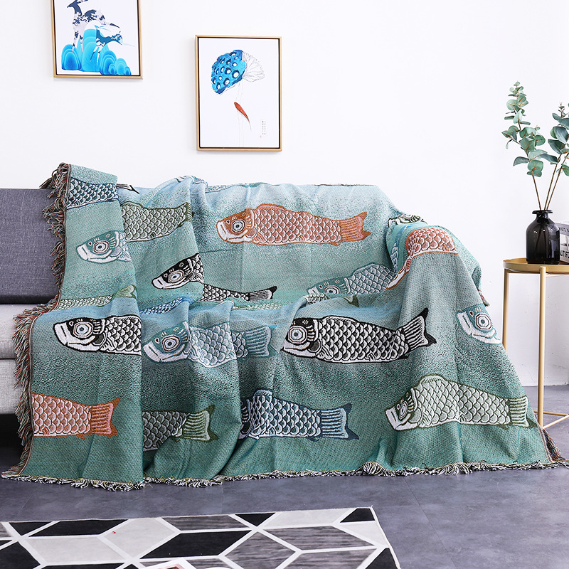 Boho Throw Blanket Fringe - Tekstil şehir Ins Modern basit Koi
