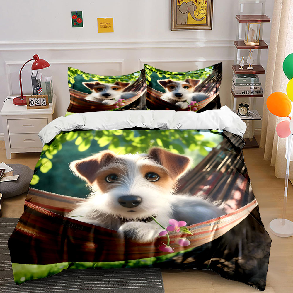 Duvet Cover Sets With Zipper - Hamakta sevimli Jack Russell Terrier Desenli