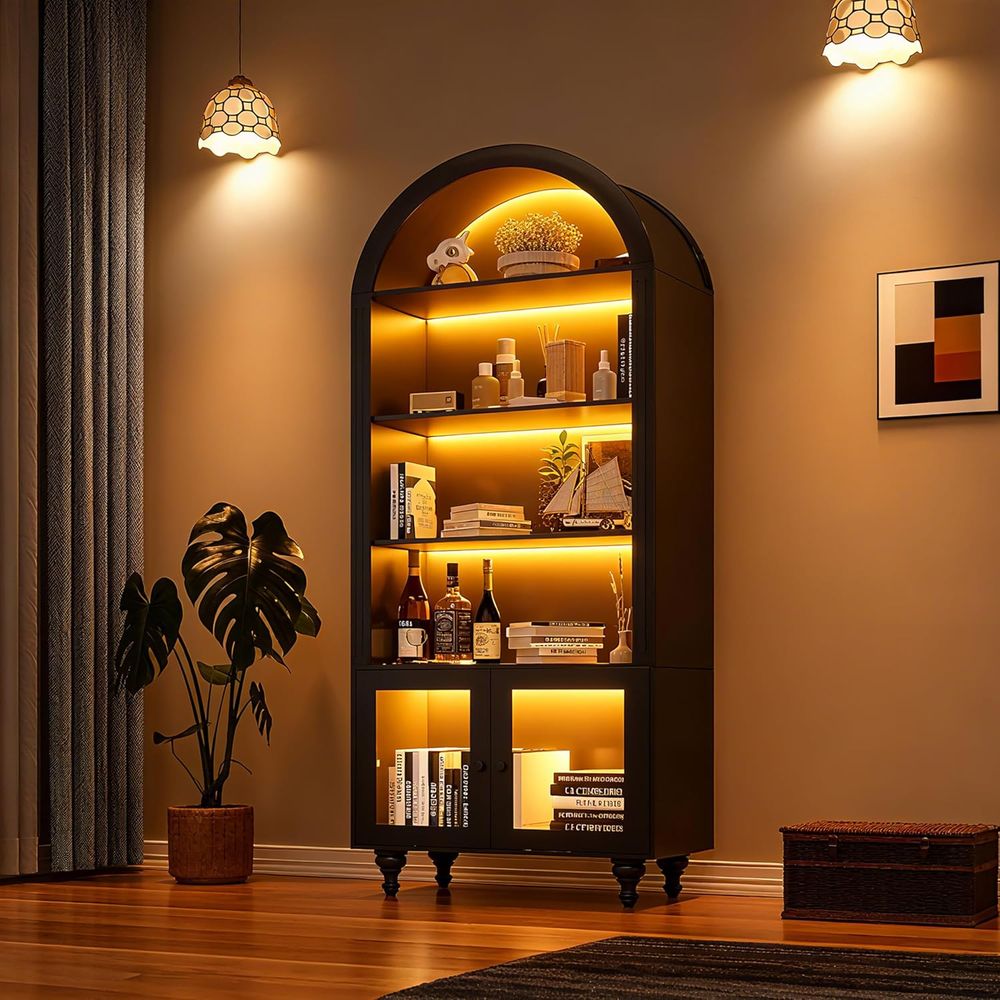 Storage & Organization - Ahşap Kavisli Teşhir ve Saklama Dolabı,