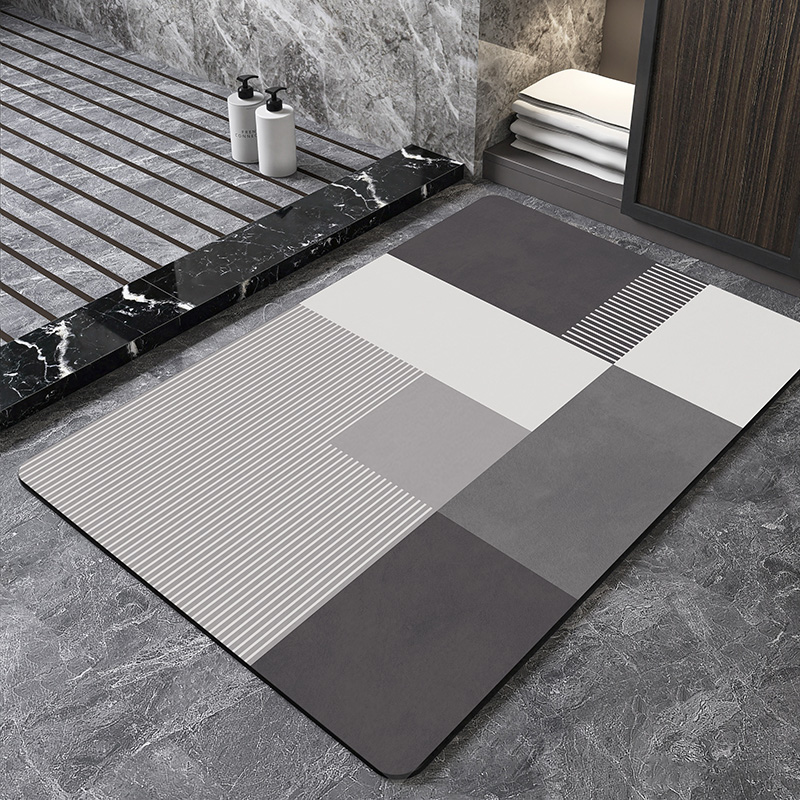 Quick Dry Diatomite Bath Mat - İskandinav Geometrik Diyatomit Banyo Paspası Süper