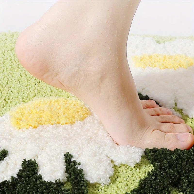 Quick Dry Diatomite Bath Mat - VIKAMA Kaymaz Çiçek Desenli Banyo Paspası