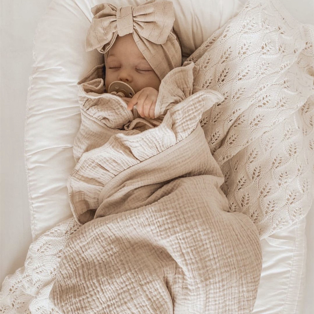 Muslin Cotton Bedspread - INS Ruffled Muslin Bebek Kundak Battaniye