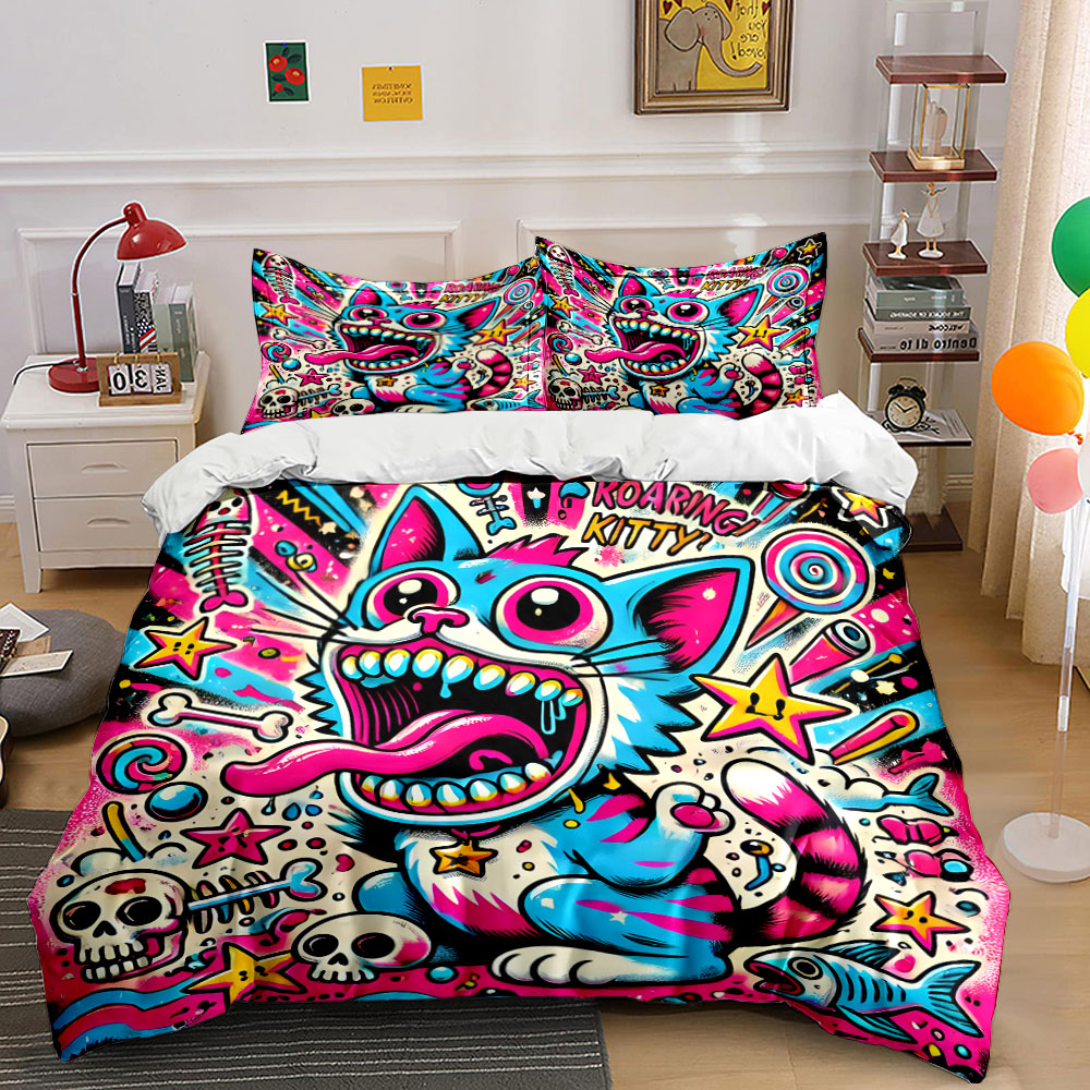 Pop grafiti tarzı kükreyen ked - Duvet Cover Sets With Zipper incelemesi ve fiyatı
