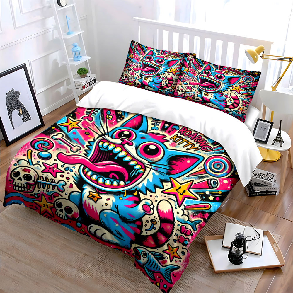 Pop grafiti tarzı kükreyen ked - Duvet Cover Sets With Zipper incelemesi ve fiyatı