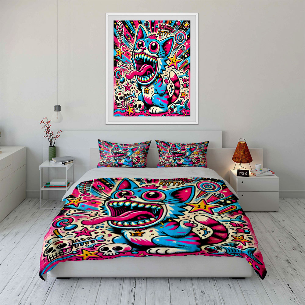 Pop grafiti tarzı kükreyen ked - Duvet Cover Sets With Zipper incelemesi ve fiyatı