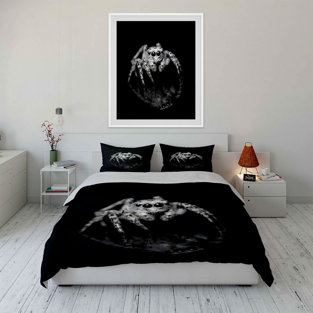 Jumping Spider Siyah Beyaz Koy - Duvet Cover Sets With Zipper incelemesi ve fiyatı
